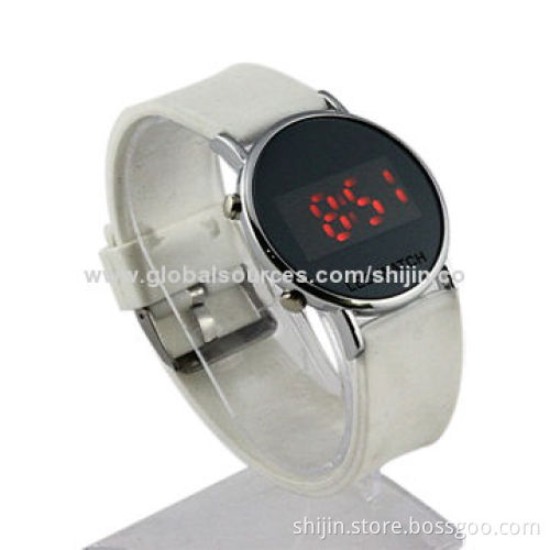 Digital watch with LED touch and leather strap